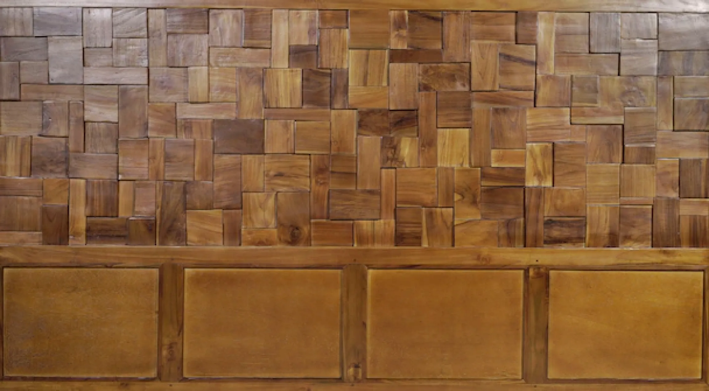 SIT Kopfteil »Bett-Kopfteil Teak Mosaik Massivholz Wandpaneel Design« Teak Massivholz Kopfteil im Mosaikmuster einzigartiges Design