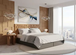 SIT Kopfteil »Bett-Kopfteil Teak Mosaik Massivholz Wandpaneel Design« Teak Massivholz Kopfteil im Mosaikmuster einzigartiges Design