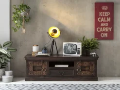 SIT Lowboard »dunkelbraunes Lowboard aus recyceltem Altholz« TV‑Board & Wohnzimmer‑Kommode aus Altholz