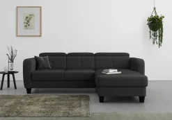 sit&more Ecksofa »Belluci L-Form« inklusive Federkern, wahlweise mit Schlaffunktion und Bettkasten