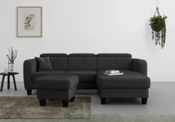 sit&more Ecksofa »Belluci L-Form« inklusive Federkern, wahlweise mit Schlaffunktion und Bettkasten