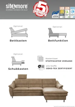 sit&more Ecksofa »Cardoso L-Form« mit Federkern, wahlweise mit Schlaffunktion