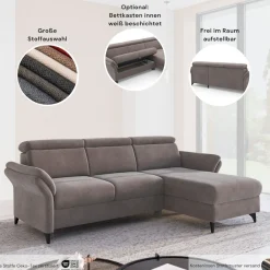 sit&more Ecksofa »Glendale, L-Form« inkl. Kopfteilverstellung, wahlweise mit Vorziehsitz und Bettkasten