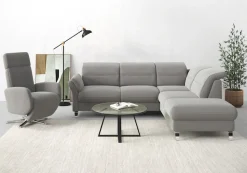 sit&more Ecksofa »Grenoble L-Form mit Federkern« wahlweise mit Schlaffunktion, Bettkasten, Arm- und Kopfteilverstellung