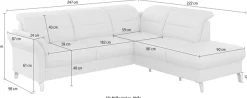 sit&more Ecksofa »Grenoble L-Form mit Federkern« wahlweise mit Schlaffunktion, Bettkasten, Arm- und Kopfteilverstellung