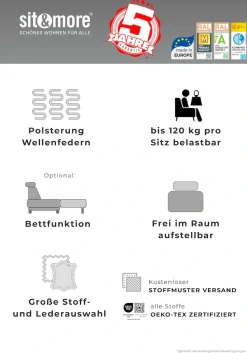 sit&more Ecksofa »Mailand L-Form, B: 250 cm, Leder, Komfortsitzhöhe 46 cm« optional Schlaffunktion, Liegefläche: 194x122cm, Komfortpolsterung