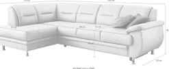 sit&more Ecksofa »Mailand L-Form, B: 250 cm, Leder, Komfortsitzhöhe 46 cm« optional Schlaffunktion, Liegefläche: 194x122cm, Komfortpolsterung