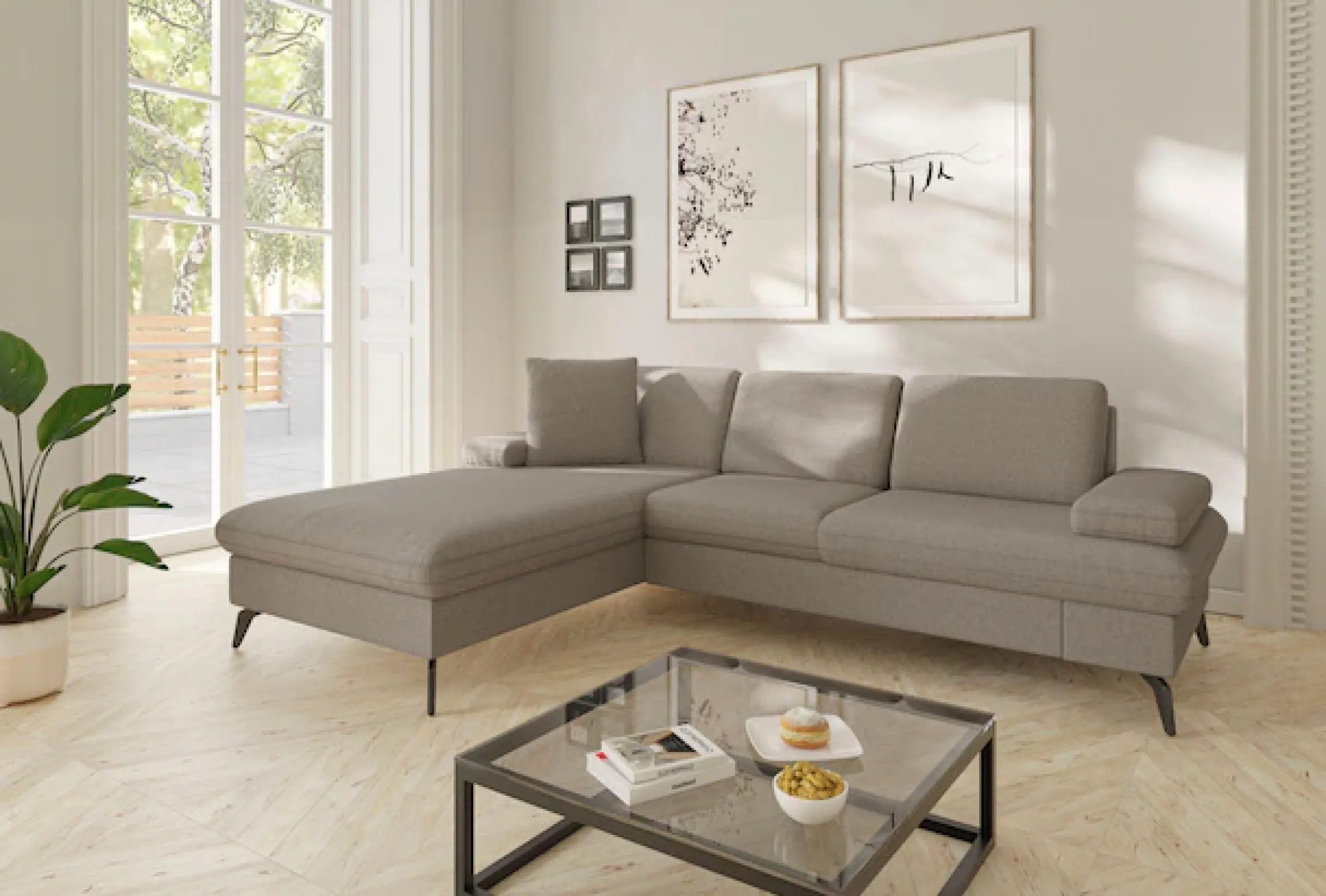 sit&more Ecksofa »Morris Jubi L-Form, B: 247 cm« mit Armteilfunktion & 1 Zierkissen, optional Schlaffunktion