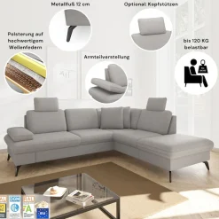 sit&more Ecksofa »Morris Jubi L-Form, B: 247 cm« mit Armteilfunktion & 1 Zierkissen, optional Schlaffunktion