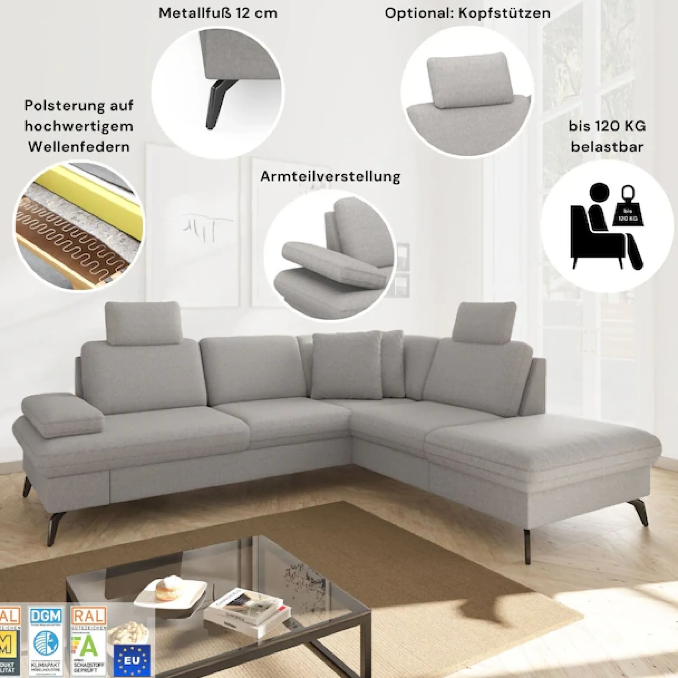 sit&more Ecksofa »Morris Jubi L-Form, B: 247 cm« mit Armteilfunktion & 1 Zierkissen, optional Schlaffunktion