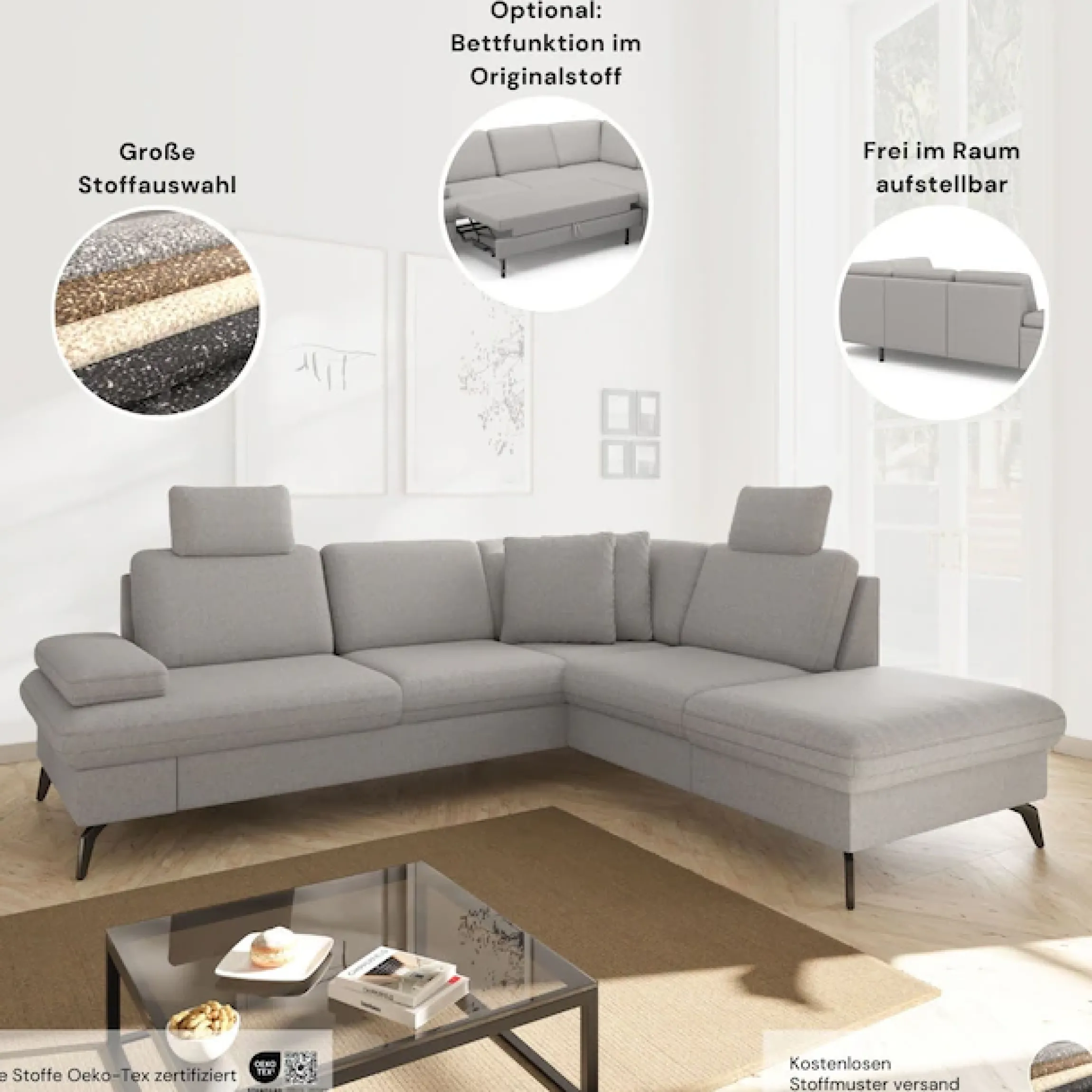 sit&more Ecksofa »Morris Jubi L-Form, B: 247 cm« mit Armteilfunktion & 1 Zierkissen, optional Schlaffunktion