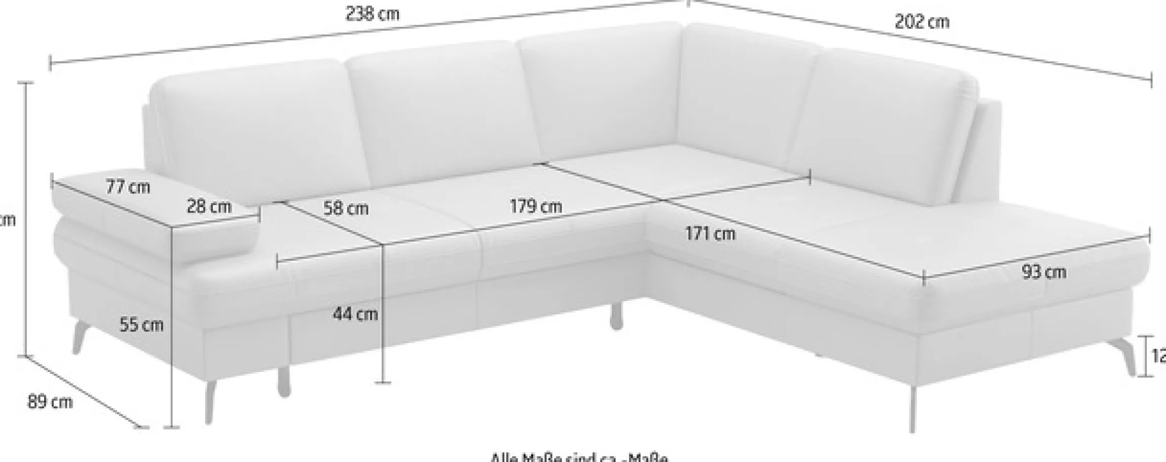 sit&more Ecksofa »Morris Jubi, Ottomane, Breite 238 cm« mit Armteilfunktion, wahlweise mit Schlaffunktion