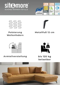 sit&more Ecksofa »Morris Jubi, Ottomane, Breite 238 cm« mit Armteilfunktion, wahlweise mit Schlaffunktion