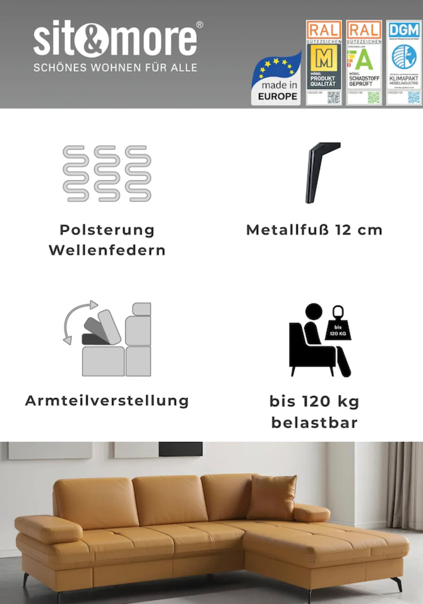 sit&more Ecksofa »Morris Jubi, Ottomane, Breite 238 cm« mit Armteilfunktion, wahlweise mit Schlaffunktion