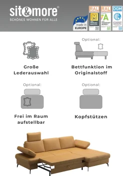 sit&more Ecksofa »Morris Jubi, Ottomane, Breite 238 cm« mit Armteilfunktion, wahlweise mit Schlaffunktion