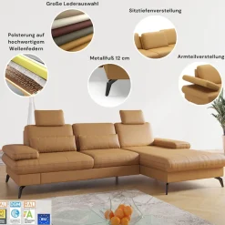 sit&more Ecksofa »Morris L-Form, inkl. Sitztiefenverstellung« wahlweise mit Armteilverstellung, Schlaffunktion & Bettkasten
