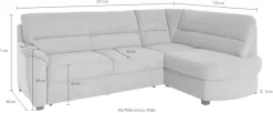 sit&more Ecksofa »Pandora, L-Form, B: 251 cm, Bettfunktion & Bettkasten wählbar« Frei im Raum stellbar, Federkernpolsterung, komfortable Sitzhöhe 45 cm