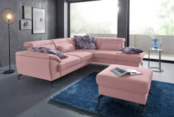 sit&more Ecksofa »Percy L-Form« 12 cm Fußhöhe, Sitztiefenverstellung, wahlweise in 2 Fußfarben