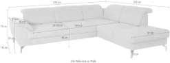 sit&more Ecksofa »Percy L-Form« 12 cm Fußhöhe, Sitztiefenverstellung, wahlweise in 2 Fußfarben