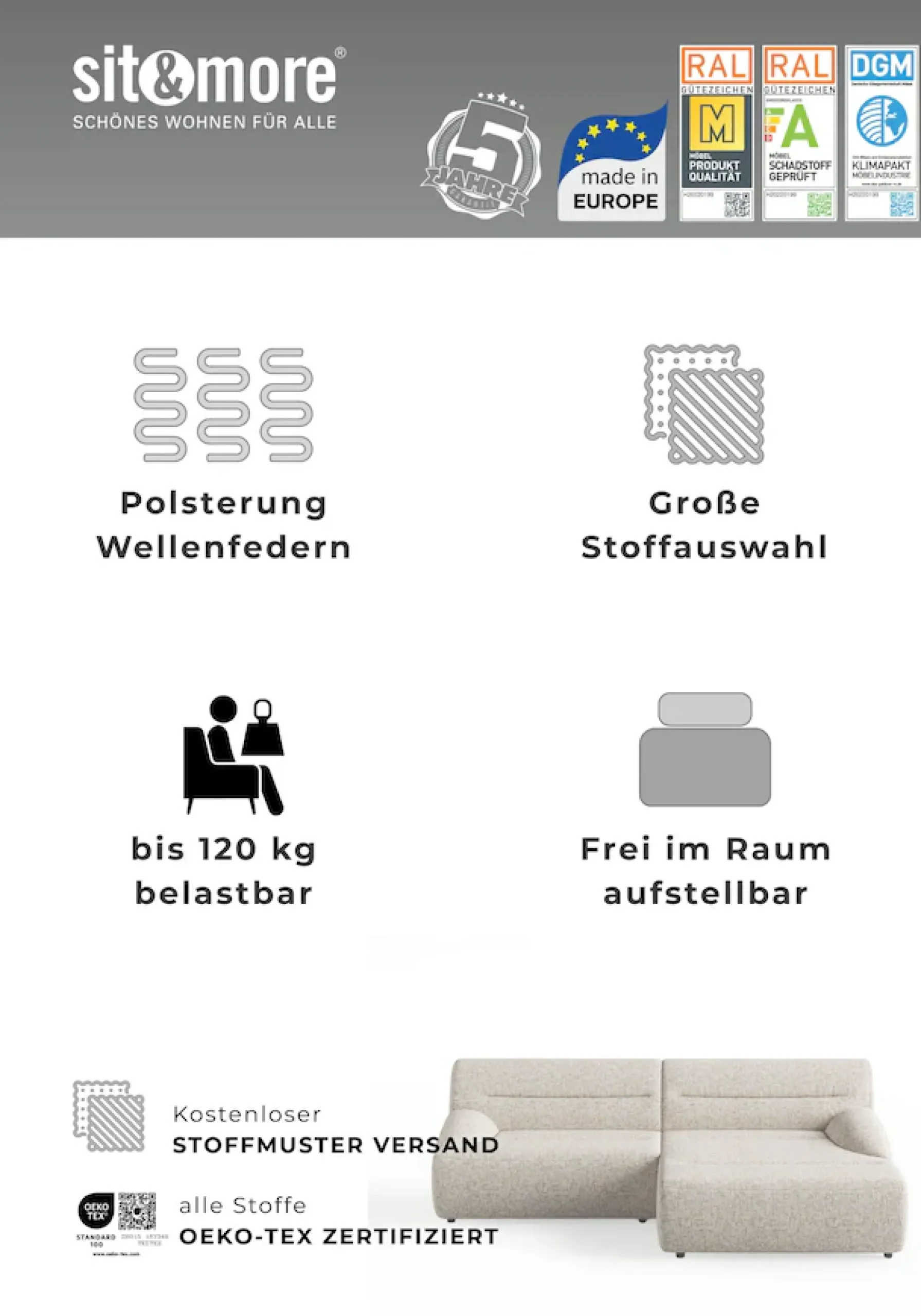 sit&more Ecksofa »Scrabble« Modernes Design in verschiedenen Stoffarten