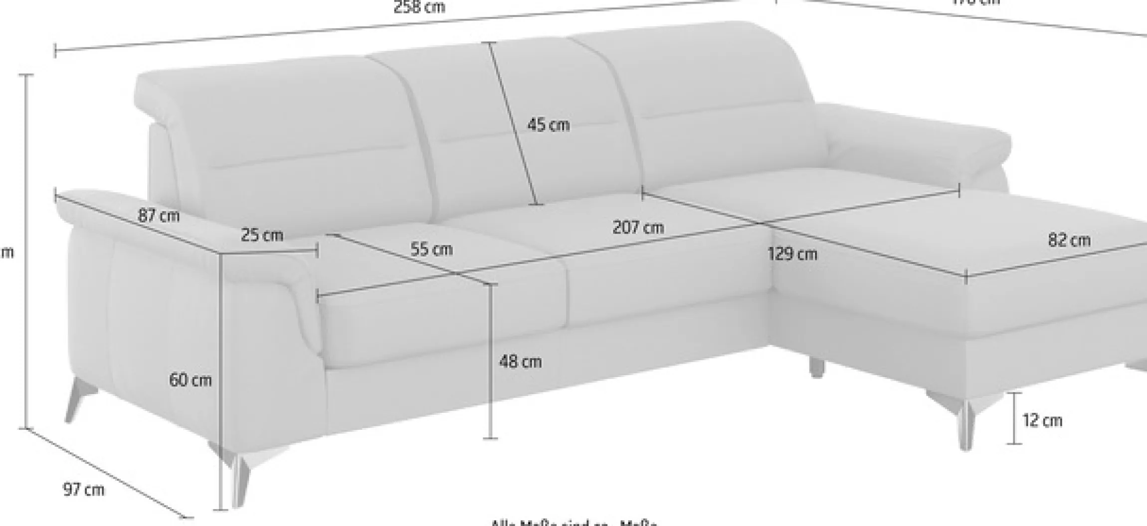 sit&more Ecksofa »Sinatra L-Form« mit Recamiere, optinal mit Kopfteilverstellung und Armteilfunktion