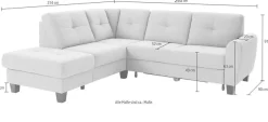 sit&more Ecksofa »Varese L-Form« mit Federkern, wahlweise mit Schlaffunktion und Stauraum