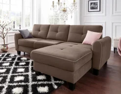 sit&more Ecksofa »Varese L-Form« mit Federkern, wahlweise mit Schlaffunktion und Stauraum