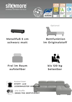 sit&more Ecksofa »Viola, L-Form, B. 249 cm« optional Schlaffunktion