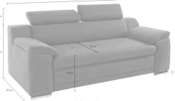 sit&more 3-Sitzer »Andiamo, B: 200 cm, Kopfteilverstellung, Wellenunterfederung« Komfortable Sitzhöhe 43 cm, frei im Raum stellbar, modernes Design