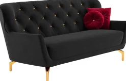 sit&more 3-Sitzer »Orient 3« inkl. 2 Zierkissen mit Strass-Stein, goldfarbene Metallfüße