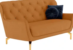sit&more 2-Sitzer »Orient 3« inkl. 2 Zierkissen mit Strass-Stein, goldfarbene Metallfüße