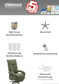 sit&more TV-Sessel »Tycoon mit Kopfteilverstellung und 360° Drehfunktion« wahlweise manuell oder elektrischer Funktion, auch mit Akku (kabellos)