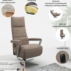sit&more TV-Sessel »Vario Comfort, inkl. Kopfteilverstellung & 360° Drehfunktion« mit Gasdruck, Höhe der Armlehnen 62cm
