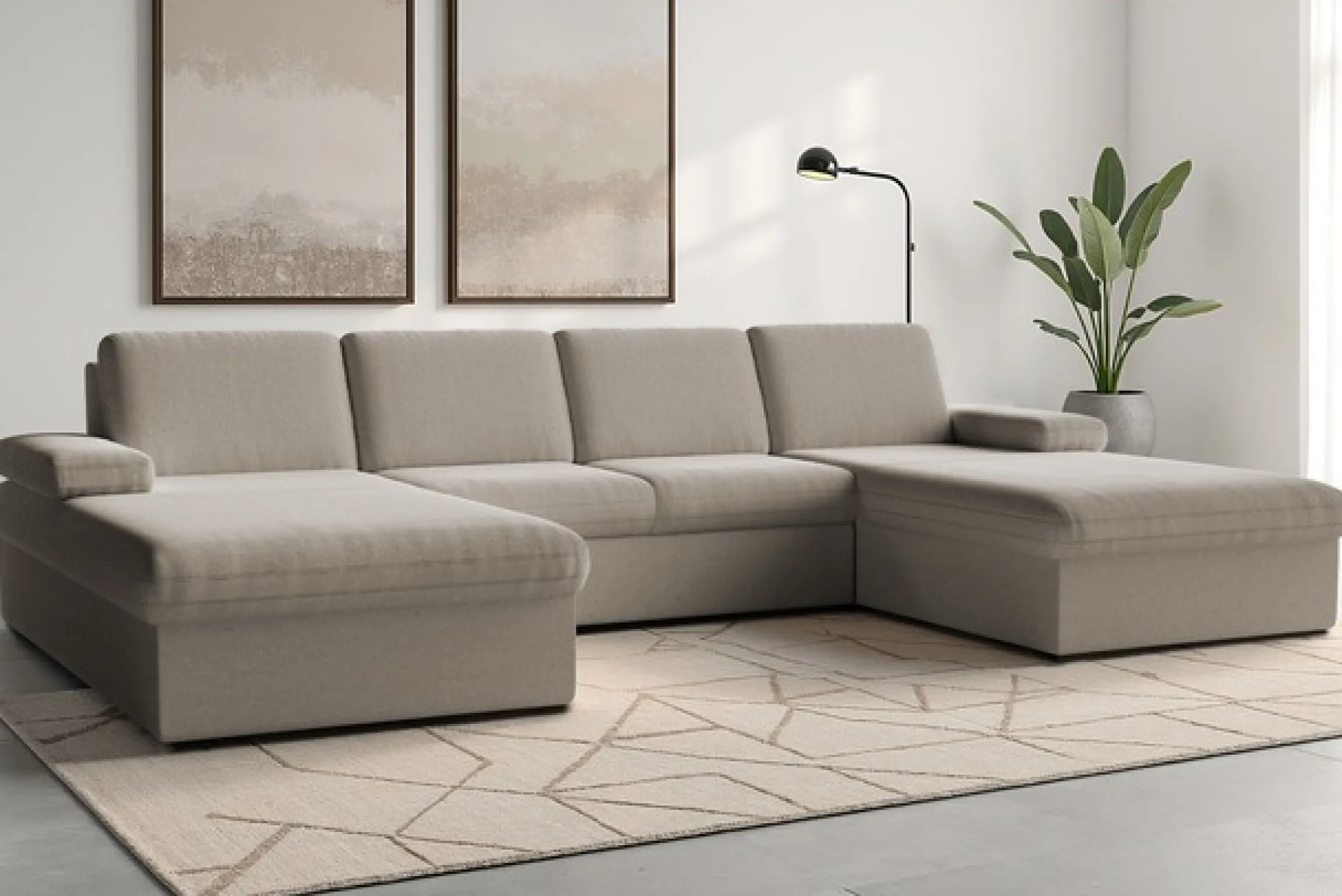 sit&more Wohnlandschaft »Moreno U-Form, B: 309 cm« mit Armteilverstellung, optional Schlaffunktion