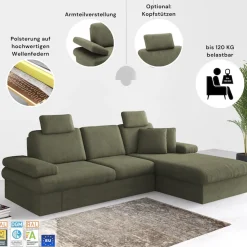 sit&more Wohnlandschaft »Moreno U-Form, B: 309 cm« mit Armteilverstellung, optional Schlaffunktion