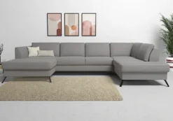 sit&more Wohnlandschaft »Olsen U-Form« inklusive Sitztiefenverstellung, optional Schlaffunktion, 15cm hoch