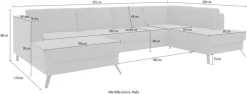 sit&more Wohnlandschaft »Olsen U-Form« inklusive Sitztiefenverstellung, optional Schlaffunktion, 15cm hoch