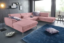 sit&more Wohnlandschaft »Percy U-Form« 12 cm Fußhöhe, Sitztiefenverstellung, wahlweise in 2 Fußfarben
