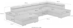 sit&more Wohnlandschaft »Valantine U-Form, B: 349 cm« mit Arm- & Kopfteilverstellung, optional mit Schlaffunktion