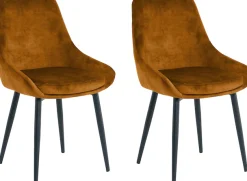 SIT Polsterstuhl »Lahti Armlehnstuhl 2er-Set mit Samtbezug & Metallbeinen« (Set) 2 Stk.Festes 5 cm Sitzkissen & angedeutete Armlehnen für hohen Sitzkomfort
