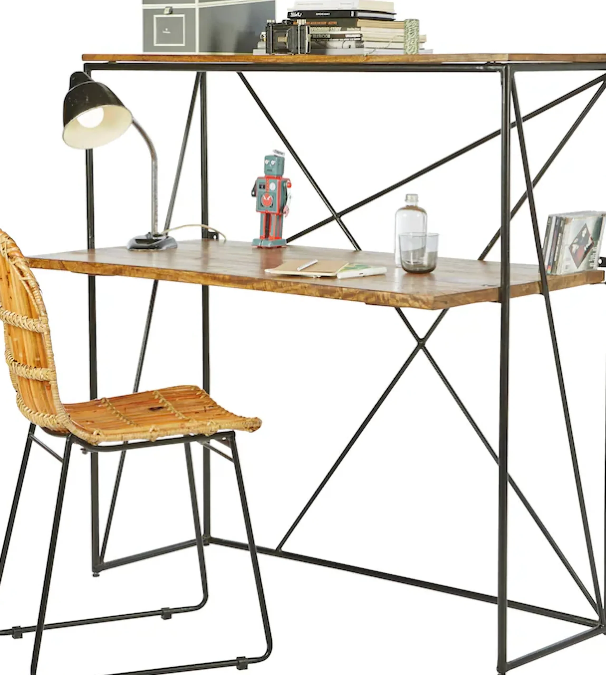SIT Sekretär »T-NEST SHELF OFFICE LOW aus Mangoholz mit Metallgestell« Kompakter Sekretär mit Regal im minimalistischen Industrial-Design