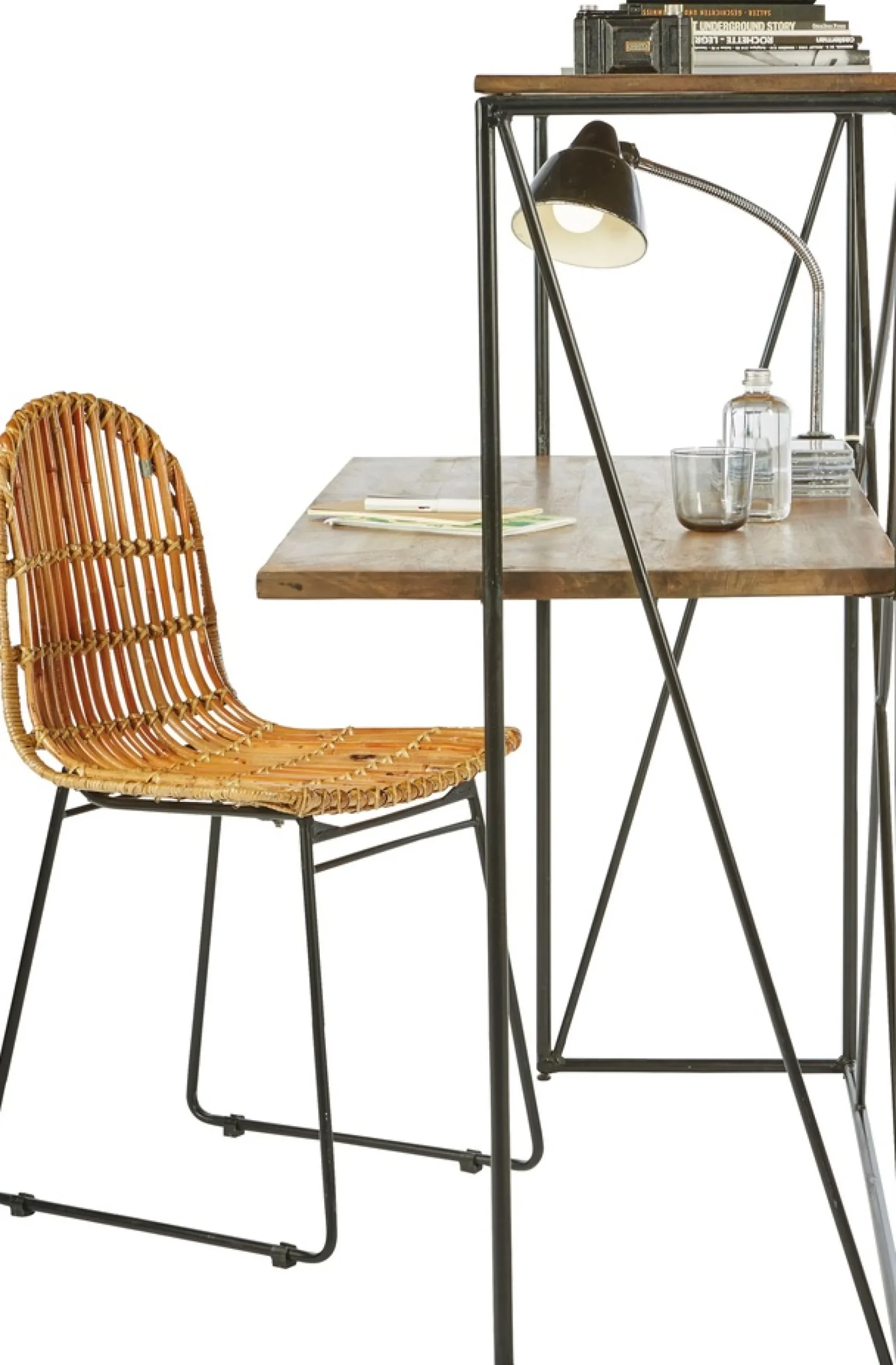 SIT Sekretär »T-NEST SHELF OFFICE LOW aus Mangoholz mit Metallgestell« Kompakter Sekretär mit Regal im minimalistischen Industrial-Design
