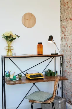 SIT Sekretär »T-NEST SHELF OFFICE LOW aus Mangoholz mit Metallgestell« Kompakter Sekretär mit Regal im minimalistischen Industrial-Design