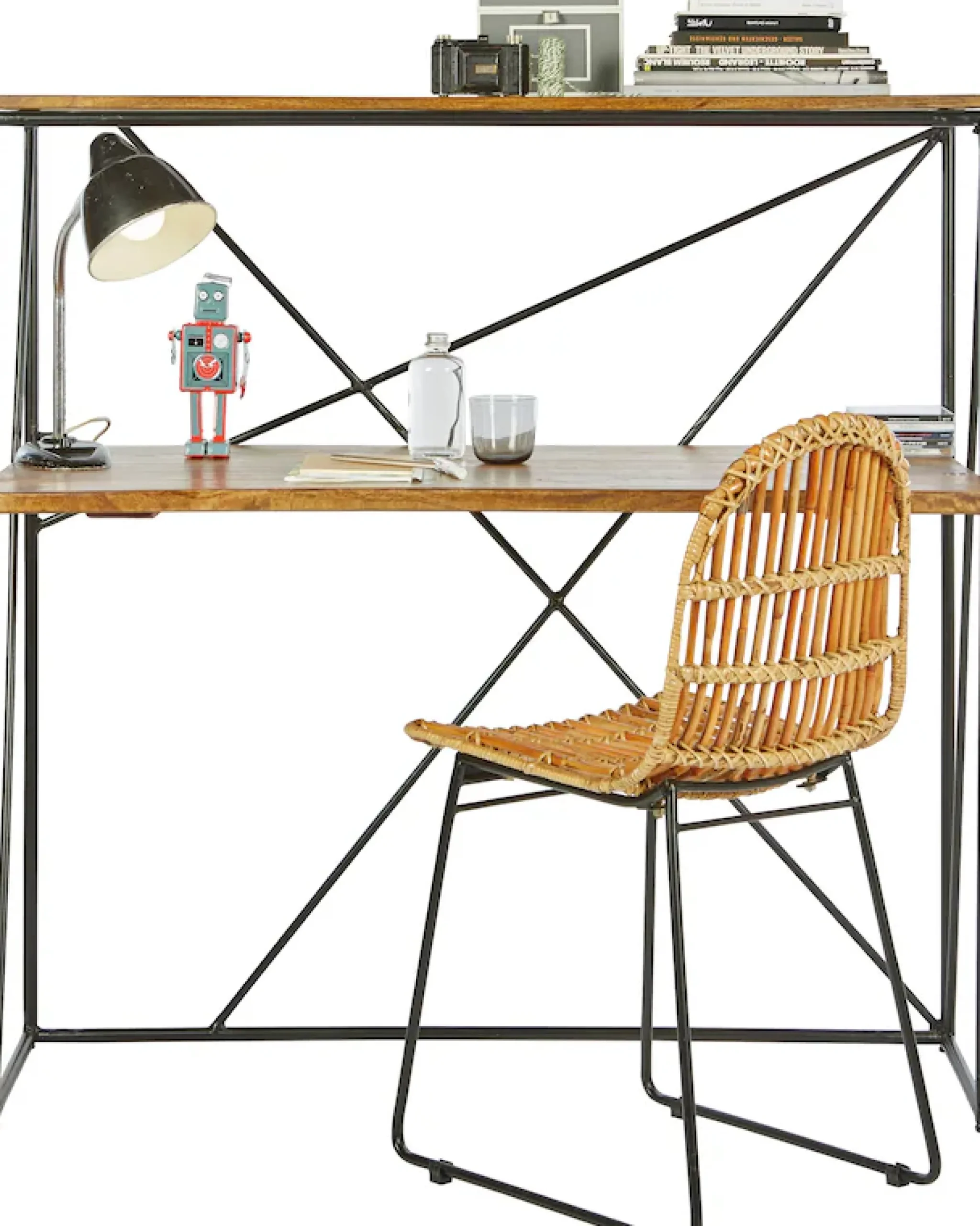 SIT Sekretär »T-NEST SHELF OFFICE LOW aus Mangoholz mit Metallgestell« Kompakter Sekretär mit Regal im minimalistischen Industrial-Design