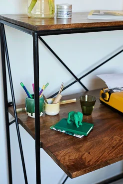 SIT Sekretär »T-NEST SHELF OFFICE LOW aus Mangoholz mit Metallgestell« Kompakter Sekretär mit Regal im minimalistischen Industrial-Design