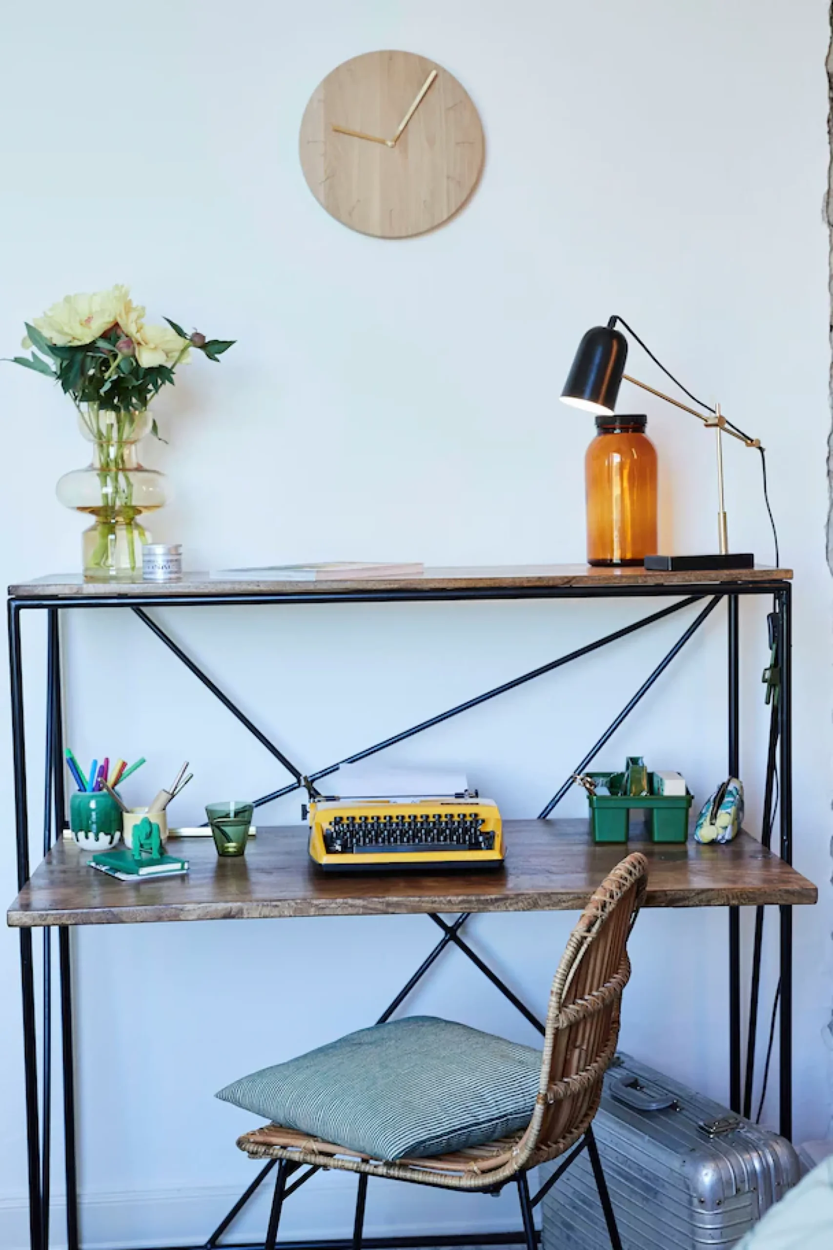 SIT Sekretär »T-NEST SHELF OFFICE LOW aus Mangoholz mit Metallgestell« Kompakter Sekretär mit Regal im minimalistischen Industrial-Design