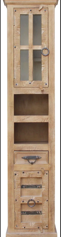 SIT Vitrine »Kingston aus Mangoholz mit Glastür, Schublade & Stauraum« Geschnitzte Verzierungen