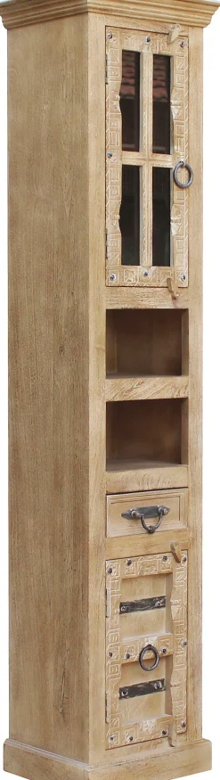 SIT Vitrine »Kingston aus Mangoholz mit Glastür, Schublade & Stauraum« Geschnitzte Verzierungen