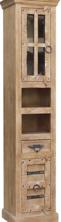 SIT Vitrine »Kingston aus Mangoholz mit Glastür, Schublade & Stauraum« Geschnitzte Verzierungen
