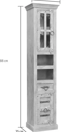 SIT Vitrine »Kingston aus Mangoholz mit Glastür, Schublade & Stauraum« Geschnitzte Verzierungen